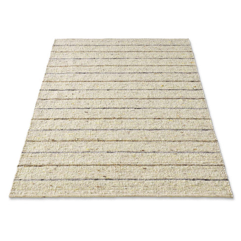 Wollteppich Natur | Reine Schur-Wolle Handweb Teppich gestreift | Grau